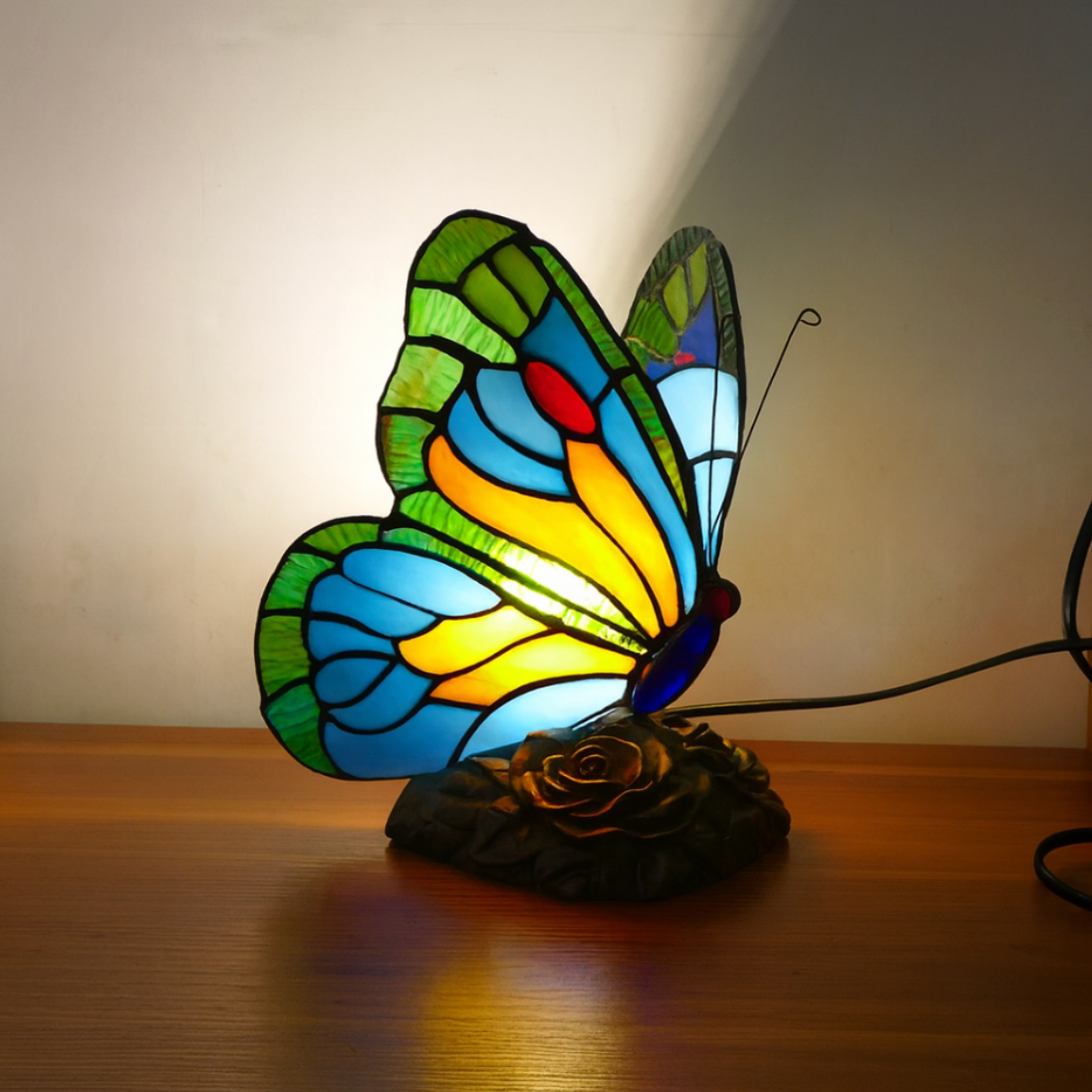Sculptural Blue Butterfly Lamp