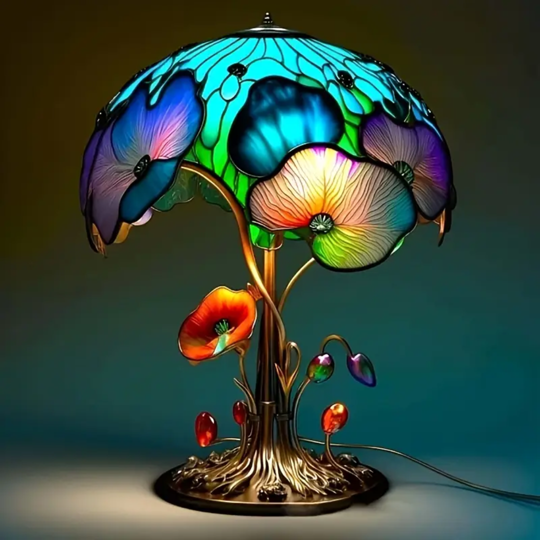 Boho Chic Mushroom & Flowers Lamp